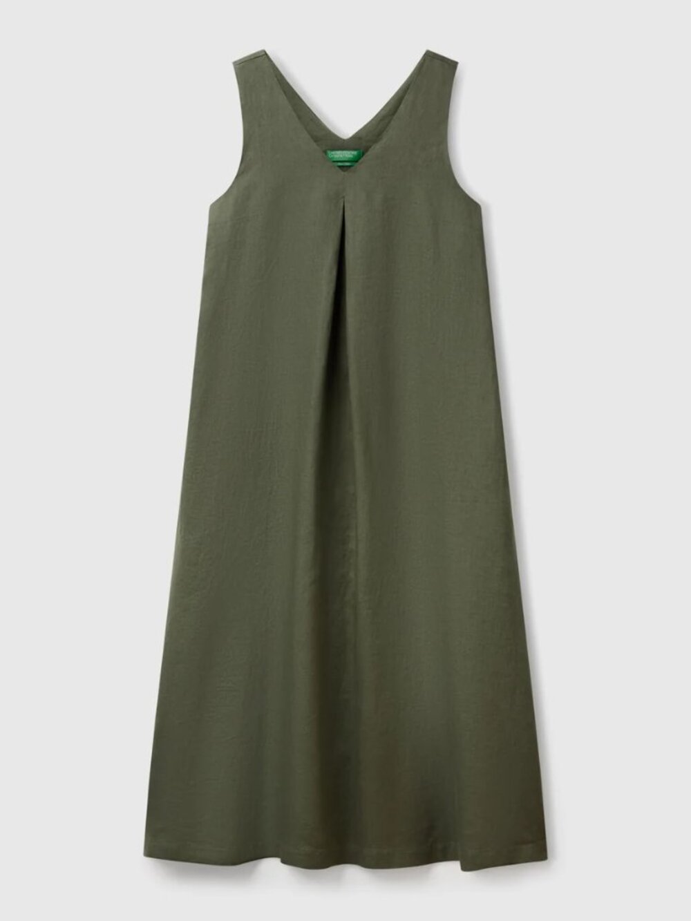 United Colors of Benetton Pure Linen sleeveless midi dress xs military green